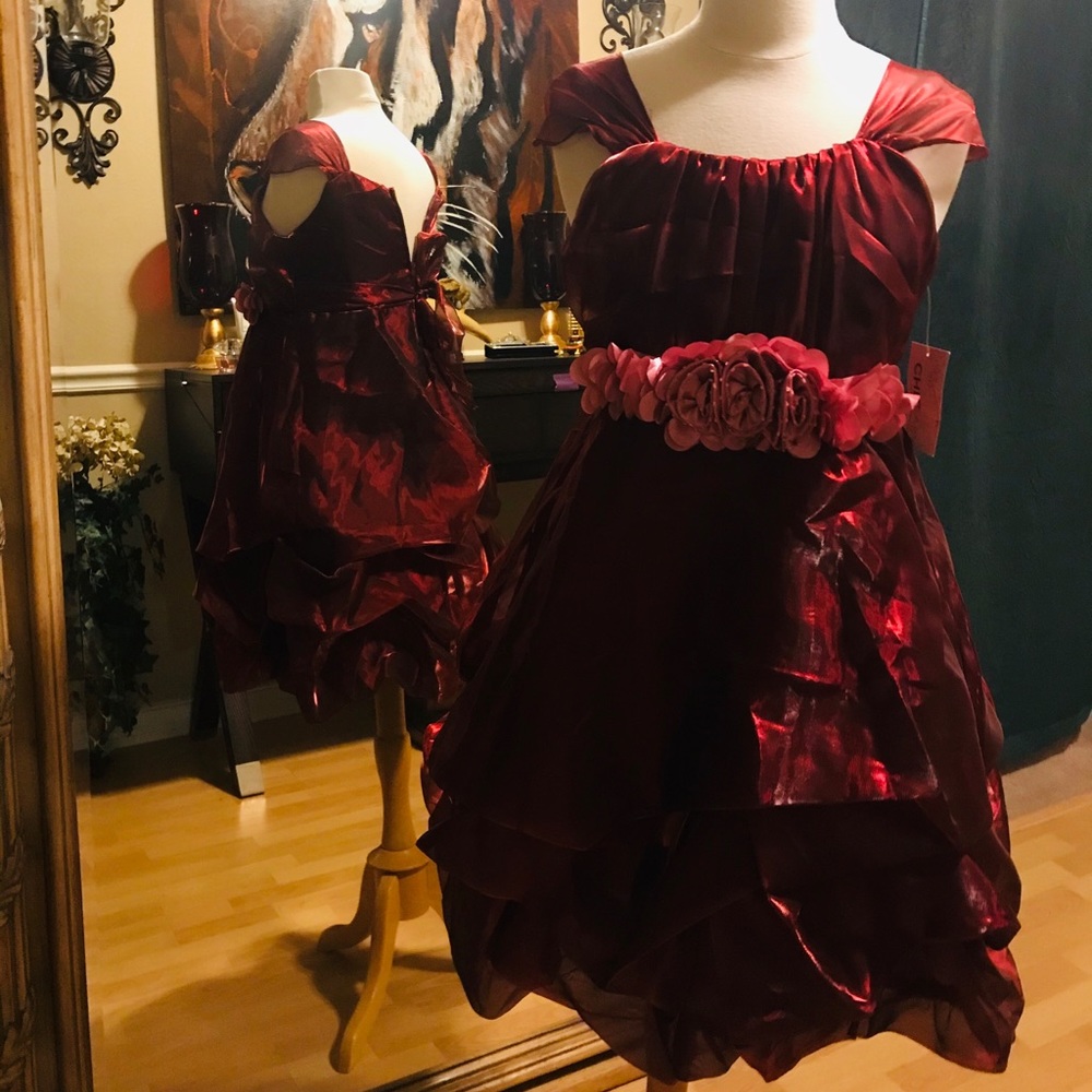 NWT Burgundy Girl Dress Size 14